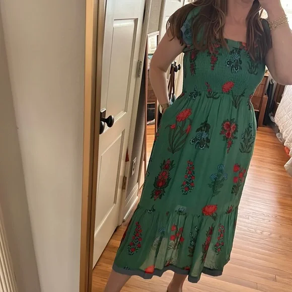 THML Magdalena Green Floral Print Midi Dress small - Picture 6 of 16